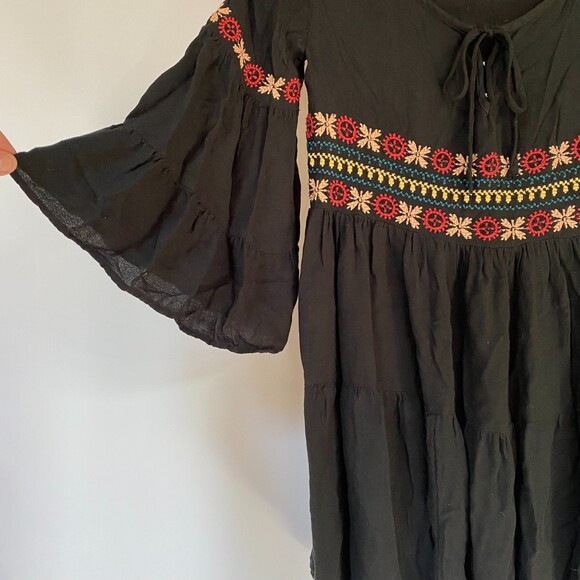 American Eagle Outfitters Dress Ebroidered Boho Fairycore Bell Sleeves Size XS - Picture 4 of 15
